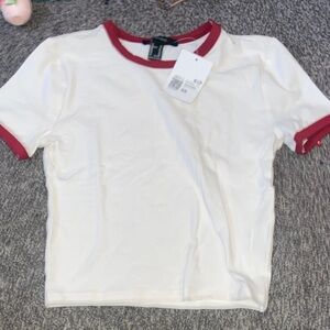 Forever 21 White and Red Crop Top
